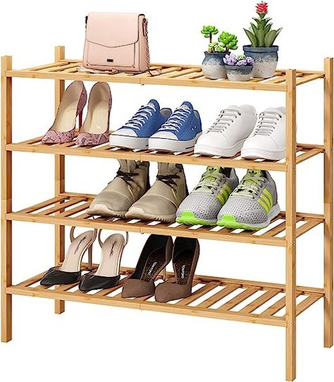 Small Shoe Rack, 3 Tier Shoe Rack, Narrow Shoe Rack, Free Standing Shelves, Wood Shoe Rack, Hallway Closet, Bamboo Shoe Rack, Stackable Shoe Rack, Shoe Rack Closet