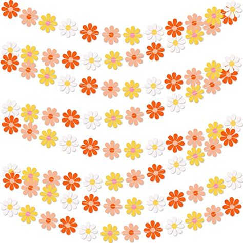 Two Groovy Birthday, Daisy Garland, Boho Themed Party, Daisy Decorations, Retro Baby Showers, Flower Banner, Two Groovy, Boho Party Decorations, Groovy Birthday