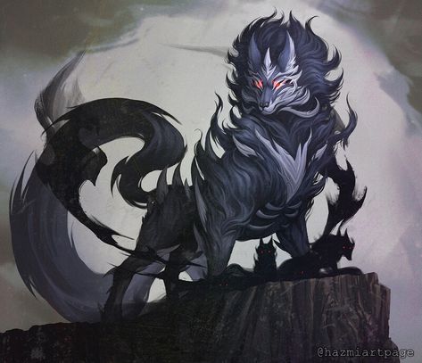 ArtStation - Inuyari | Nat19 Monsters Fantasy Art, Mythical Gods, Shadow Creatures, Dnd Monster, Wolf Character, Beast Creature, Monster Ideas, Fantasy Wolf, Cool Monsters