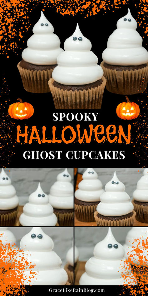 Hey there! Get ready for a spooktacular treat with these Halloween Ghost Cupcakes. Perfectly moist and topped with adorable ghost decorations, these cupcakes are a hit at any Halloween party! Click to get the recipe and add a fun twist to your Halloween celebrations! #HalloweenCupcakes #GhostCupcakes #SpookyTreats #HalloweenBaking Easy Halloween Cupcakes Decoration, Halloween Cupcakes Decoration, Apple Pie Cupcakes, Cute Halloween Treats, Ghost Cupcakes, Ghost Cake, Halloween Food Desserts, How To Make Icing, Halloween Dessert