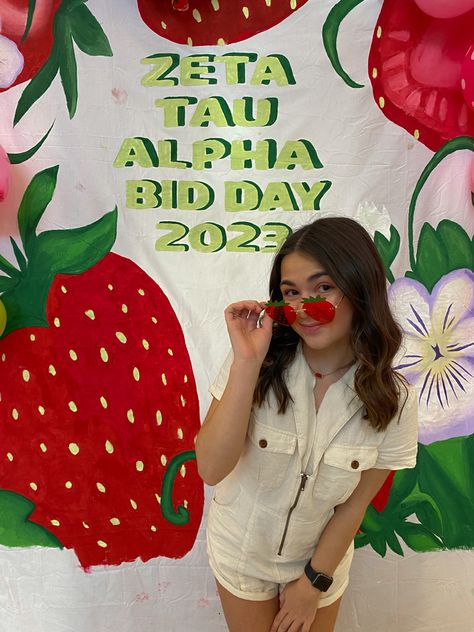 Strawberry Shortcake Bid Day Theme, Fruit Bid Day Theme, Strawberry Shortcake Bid Day, Strawberry Bid Day Theme, 2023 Themes, Rush Themes, Recruitment Themes, Sorority Banner, Sorority Ideas