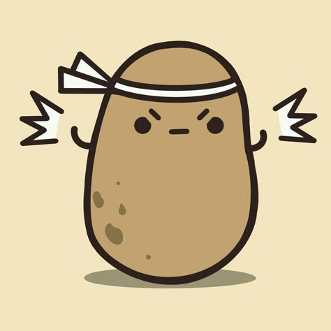 Cute Potato Drawing, Funny Potato Pictures, Cute Potato Icon, Cute Potato Wallpaper, Potato Drawing Cute, Bean Drawing Cute, Cartoon Potato Cute, Potato Animated, Potatoes Drawing