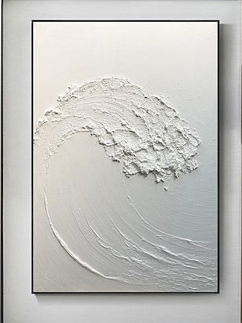 Spackle Art Texture Diy Beach, Plaster Waves On Canvas, White Plaster Texture Painting, Plaster Wall Art Waves, Neutral Plaster Canvas Wall Art, Resin Art Canvas, Sculpture Art Projects, Drywall Art, Wabi Sabi Art