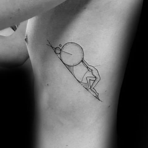 Sisyphus Tattoo, Philosophy Tattoos, Minimalist Tattoo Meaning, Paris Tattoo, Typography Tattoo, French Tattoo, Greek Mythology Tattoos, Mythology Tattoos, Minimalist Tattoos