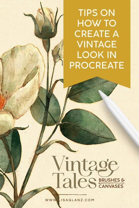 Oooo! I’m excited to share my tips and techniques I use in my artwork to create a vintage look in Procreate. I’m a little obsessed at the moment with creating work that looks authentically vintage. And I’m having SO much fun using the brushes and canvases from Vintage Tales to achieve the look. Of course […] Procreate Vintage Art, Botanical Illustration Procreate, Procreate Textures, Collage Tutorials, Procreate Templates, Flowers Procreate, Surface Illustration, Ipad Learning, Procreate Inspiration