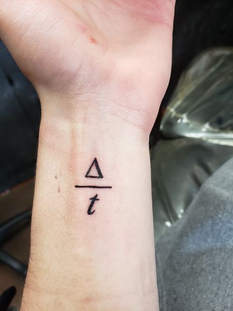 Delta over t, change over time ❤ Tattoos That Mean Change, Things Change Tattoo, Life Change Tattoo Ideas, Constant Change Tattoo, Transformation Tattoo Ideas Symbols, Time Symbol Tattoo, Tattoo Change Symbol, Change Over Time Tattoo, One Day At A Time Tattoo Symbol