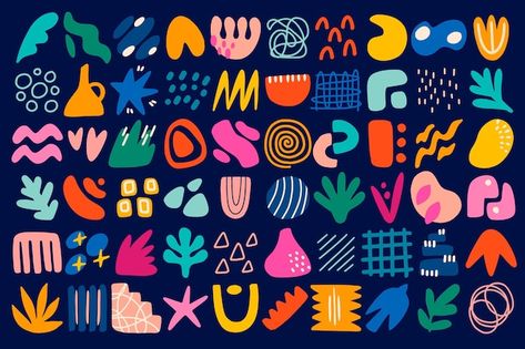 Hand drawn abstract shape collection | Free Vector #Freepik #freevector Colorful Shapes Design, Abstract Shapes Pattern, Abstract Art With Shapes, Abstract Forms Design, Shapes Design Art, Graphic Shapes Pattern, Abstract Shapes Painting, Abstract Shapes Design, Doodle Shapes