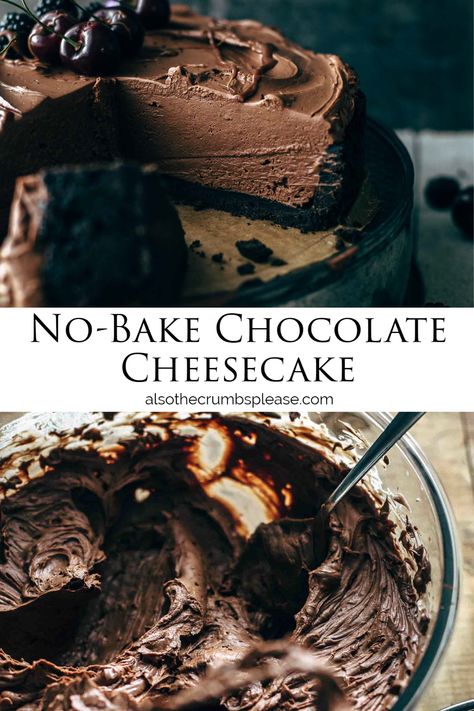 Easy Chocolate Cheesecake, Dark Chocolate Cheesecake, Chocolate Cheesecake Recipe, No Bake Chocolate Cheesecake, Chocolate Cheesecake Recipes, Homemade Cheesecake, Chocolate Heaven, Chocolate Cheese, Easy Cheesecake Recipes