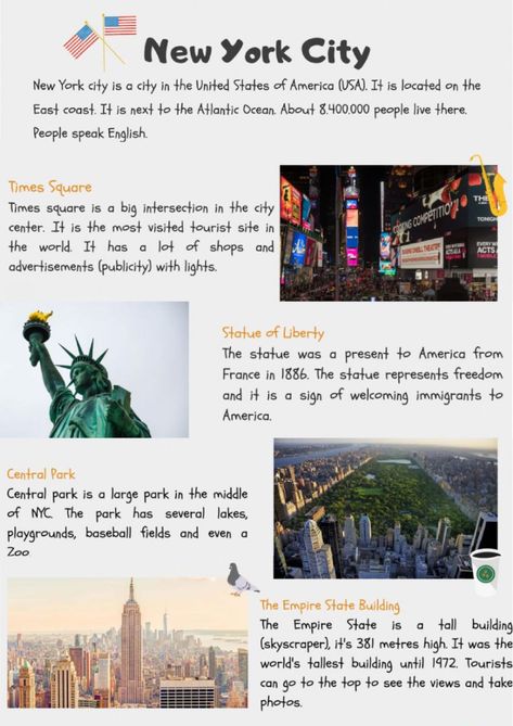 New York Layout, New York City Sightseeing, New York Facts, New York Culture, New York Sightseeing, Usa Landmarks, Usa Culture, New York Projects, Places In Usa