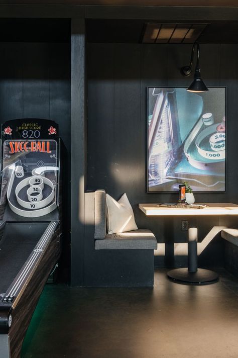 cid design group | nashville west | banquette + skee ball Student Residence, Gaming Lounge, Skee Ball, Banquette, Nashville, Flatscreen Tv, Flat Screen, Gaming, Lounge