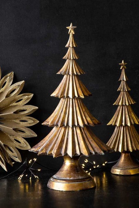 Christmas Tree Table Decorations, Unusual Christmas Trees, Christmas Tree Table, Gold Christmas Tree Decorations, Christmas Tree On Table, Rockett St George, Tree Table, Gold Christmas Tree, Mini Christmas Tree