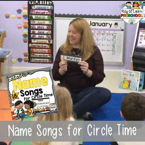 Morning Meeting Name Songs | song | Circle Time is the perfect opportunity to let young children (preschool, pre-k, kindergarten, special ed) practice their names. This set includes 18 𝗡𝗮𝗺𝗲... | By Play to Learn Preschool - Facebook Name Songs For Kindergarten, Circle Time Name Songs, Name Songs Preschool Circle Time, Name Songs Preschool, Preschool Name Recognition, Greeting Song, Preschool Circle Time Activities, Play To Learn Preschool, Letter Centers