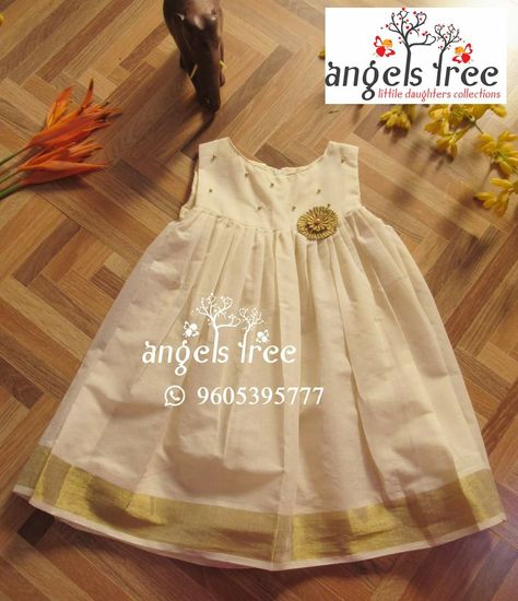 Kasavu Frock, Traditional Baby Dresses, Pattu Pavada, Onam Outfits, Frocks For Babies, Frocks For Kids, Pattu Pavadai