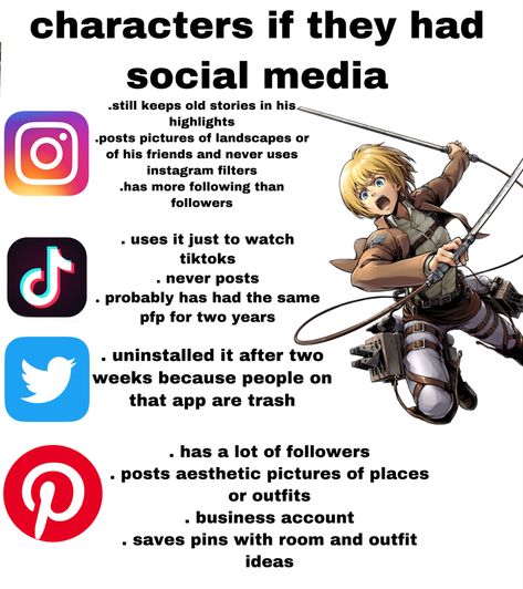 Armin Arlert Headcanons, Armin Headcanons, Armin Arlert, Titan Anime, Instagram Filter, Attack On Titan Anime, Business Account, Anime Memes, Attack On Titan