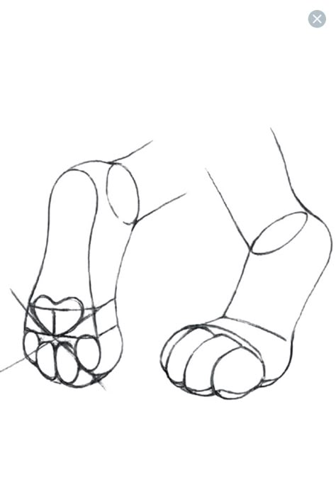 Feet paws Back Paws Reference, Paw Feet Drawing, How To Draw Anthro Paws, Anthro Feet Reference, Bunny Paws Drawing, Animal Feet Drawing, Bunny Feet Drawing, Paw Drawing Reference, Anthro Paws