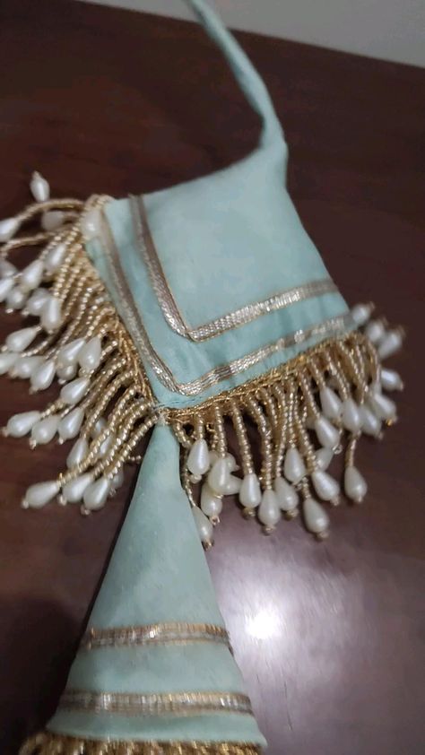 Latest Latkan Design Boat Neck Designs, Latkan Designs, Blouse Hangings, Tassels Fashion Clothing, Latkan Design, Cotton Anarkali Suits, Make Tassels, Gota Embroidery, Tassels Designs