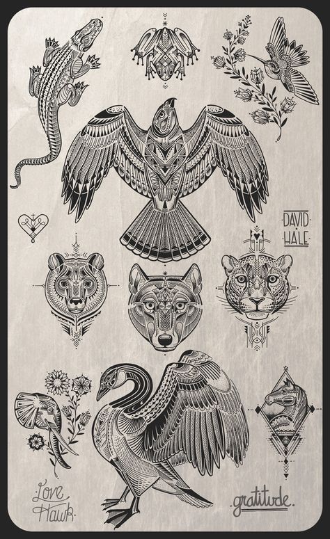 design sheet example Animal Back Piece Tattoo, February Gratitude, Fam Tattoo, Slovak Culture, David Hale Tattoo, Animal Tatoos, Coyote Tattoo, David Hale, Hawk Tattoo