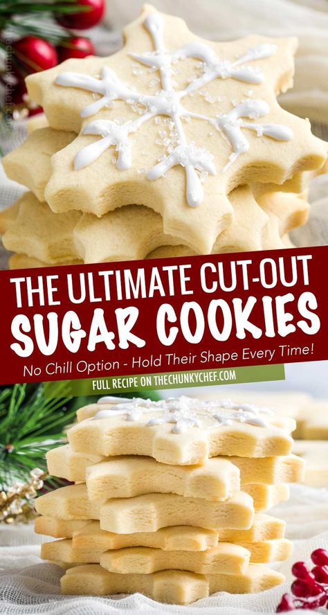 Perfect Christmas Sugar Cookies, Sugar Cookie Recipe Baking Soda, Cuttable Sugar Cookies, Cookies That Hold Their Shape, Easiest Cut Out Cookie Recipe, Soft Sugar Cut Out Cookies, Sugar Cookies That Don't Spread, Cookie Shape Recipe, Traditional Sugar Cookie Recipe