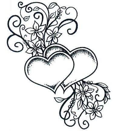 Heart Ideas Drawing, Hearts Coloring Pages, Two Hearts One Love, Entwined Hearts, Hearts Clipart, Hearts Entwined, Heart Coloring Pages, Love Coloring Pages, Heart Tattoo Designs