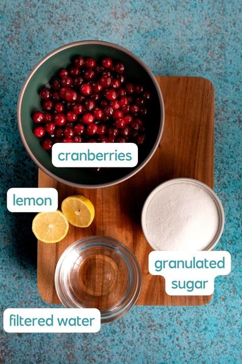 This cranberry simple syrup is tart, sweet, and perfect for sipping all holiday season long! Cranberry Orange Simple Syrup, Spiced Simple Syrup Recipe, How To Make Fruit Syrup, Christmas Syrup Recipe, Gingerbread Simple Syrup Recipe, Holiday Simple Syrup, Honey Simple Syrup Recipe, Syrup For Drinks, Cranberry Syrup