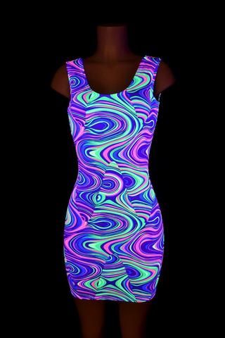 Neon Glow Worm Tank Dress - Coquetry Clothing Uv Party Outfit, Uv Party, Glow In Dark Party, Glow Stick Party, Neon Dress, Glow Birthday Party, Dress Outfits Party, Glow Worm, Neon Dresses