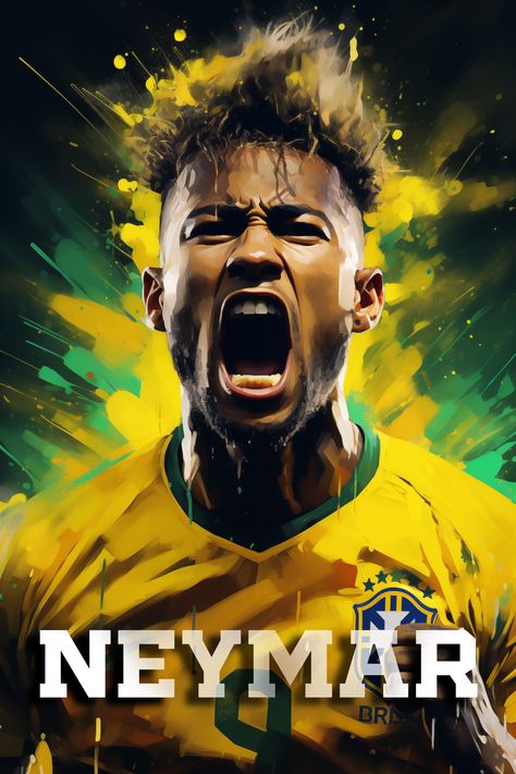 Neymar Jr. poster, Brazil football illustration, Soccer Coach Gift, Sports Fan art, Dorm Room Wall art, Premium Canvas print Neymar Jr Poster, Soccer Coach Gifts, Art Dorm Room, Neymar Brazil, Brazil Football, Dorm Room Wall Art, Soccer Coach, Football Illustration, Soccer Poster