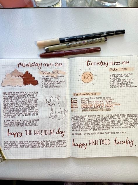 Daily Spread Bullet Journal on Hobonichi Plain Notebook a5 Bullet Journal Monthly Spread, Stationery Obsession, Plain Notebook, Bullet Journal Ideas Templates, Daily Journaling, Bullet Planner, Study Stationery, Notes Journal, Self Care Bullet Journal