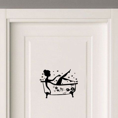 Bathroom Art Decal Bath Time Vinyl Door Sticker Creative Home Decoration Wall Stickers A2297 Bathroom Tile Stickers, Deur Sticker, Bathroom Wall Decals, Vinyl Door, Switch Board, Bathroom Wall Stickers, Bathroom Vinyl, Bathroom Decals, Bathroom Stickers