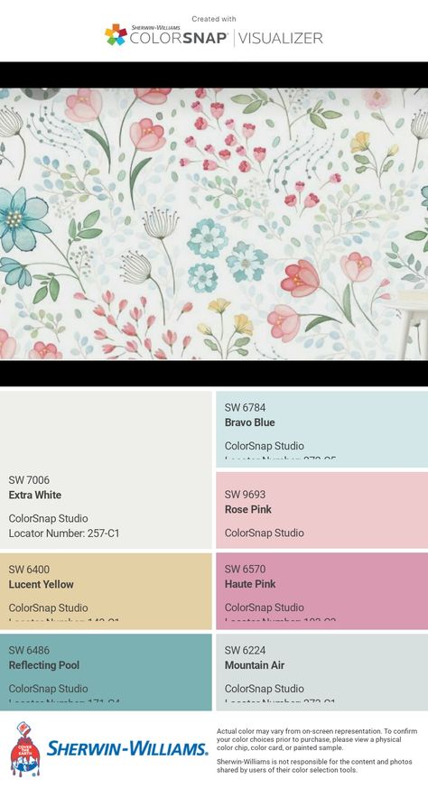 Sherwin Williams Rainbow Paint Colors, Cottage Core Color Palette, Cottage Palette, Cottage Core Painting, Pallette Ideas, Cottage Color Palette, Sherwin Williams Blue, Color Cube, Tiny Garden Ideas