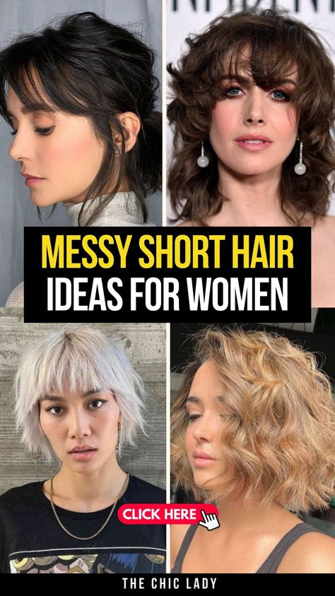 Top 22 Messy Short Hair Ideas for Women to Try in 2024 Pirate Hairstyles For Short Hair, Messy Short Hairstyles, Short Hair Ideas For Women, Short Messy Bob, Pirate Hair, Hair Ideas For Women, Wavy Pixie, Messy Bob, Short Hair Ideas