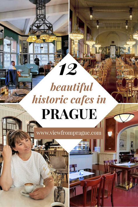 The most beautiful 12 historic cafes in Prague for 2024, including opening times, locations, prices for all budgets and sample menus. I've also included interesting stories from the cafe's pasts, because the history is often so fascinating.  I've included my favourite historic cafes in Prague that I regularly go to and I hope you enjoy visiting them too! Prague Restaurants With View, Prague Coffee Shops, Best Restaurants In Prague, Prague Breakfast, Prague Cafe, Prague Bars, What To Do In Prague, Prague Aesthetic, Prague Restaurants