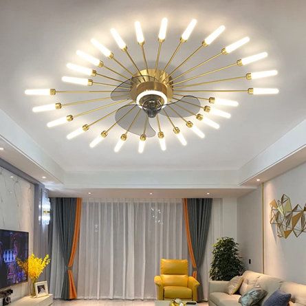 Room Ceiling, Led Ceiling Fan, Metal Ceiling, Modern Ceiling Fan, Fan Lamp, Ceiling Fan Chandelier, Ceiling Fan With Remote, Creative Lighting, Everly Quinn