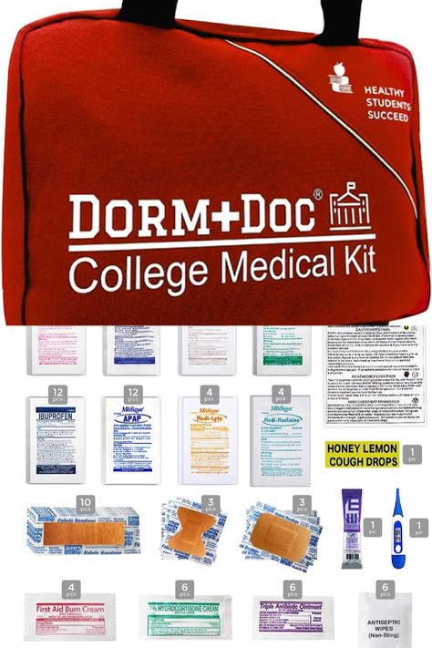 Health Kit, Emergency First Aid Kit, Emergency First Aid, Student Dorm, College Dorm Essentials, Medical Kit, Dorm Essentials, Aid Kit, First Aid Kit