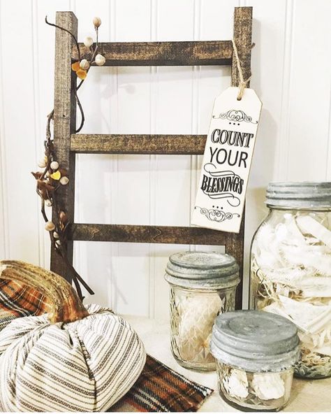 Farmhouse Hand Towel Holder, Ladder Decor Ideas, Hand Towel Holder Bathroom, Old Wood Ladder, Barnwood Projects, Display Ladder, Wooden Ladders, Wreath Holder, Me And My Husband