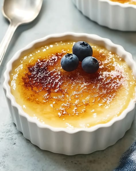 Crème Brûlée is the epitome of classic French desserts, known for its creamy, velvety custard ... Read more Cream Brulee Recipe, Creme Brulee Recipe Easy, Chocolate Eclair Recipe, Ramekin Recipes, Work Desserts, French Cuisine Recipes, French Custard, No Sugar Recipes, Creme Brulee Cheesecake