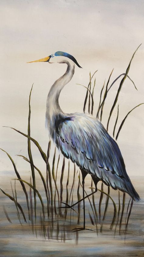 Heron Watercolor, Winter Scene Paintings, Audubon Prints, Pelican Art, Sunset Canvas Painting, Heron Art, Modern Art Canvas Painting, Learn Watercolor Painting, Acrylic Art Projects