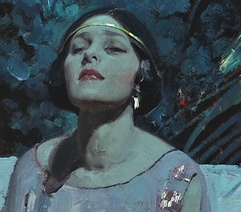 Dean Cornwell Mead Sheaffer, Dean Cornwell, American Illustration, Soyut Sanat Tabloları, 판타지 아트, The Night Sky, Mead, Her Eyes, Art Plastique