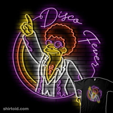 Disco Stu, Disco Fever, The Simpsons, Sign Design, Art Wallpaper, Pop Culture, Neon Signs, Neon, Illustration Art