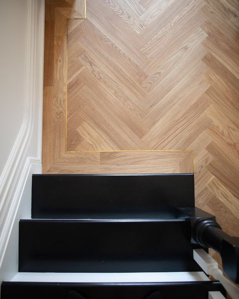 Herringbone wood floors — Lifestyle Posts by Toronto blogger Soheila Hakimi — Is That Soh Black And White Staircase, Herringbone Floors, Victorian Radiators, Toronto Home, White Staircase, Victorian Style House, Herringbone Wood Floor, Herringbone Wood, Cast Iron Radiators