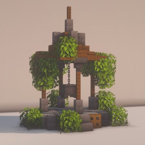 MinecraftSimpleDesigns’s Instagram photo: “Overgrown wishing well🌿🍀 ====================== #minecraft #minecraftbuilds #minecraftyoutuber #minecraftideas #minecraftbuild…” Minecraft Village Well Design, Cute Minecraft Ideas Outside, Cute Well Minecraft, Fairy Well Minecraft, Minecraft Building Ideas Well, Well Design Minecraft, Minecraft Garden Shed, Minecraft Wells Designs Cottagecore, Minecraft Water Well Ideas