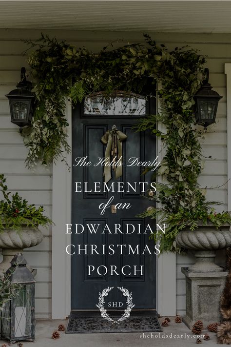 Edwardian Christmas, Porch Inspiration, Vintage Porch, European Cottage, Christmas Dinner Menu, Vintage Door Knobs, Vintage Doors, Winter Inspiration, English Cottage Style