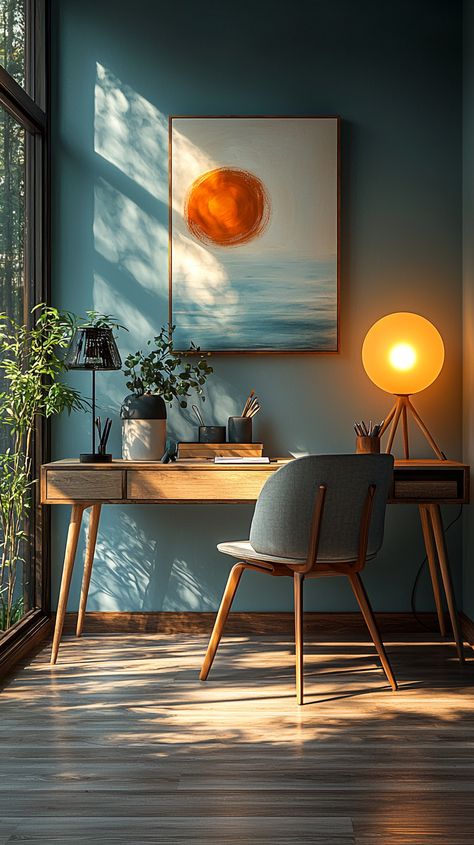 Scandinavian Interior Design: Workshop Ideas for Cozy Workspaces Cozy Workspace, Chic Bedrooms, Pastel Color Palette, Cozy Home Office, Contemporary Kitchens, Artistic Space, Pastel Colour Palette, Warm Lighting, Lighting Color