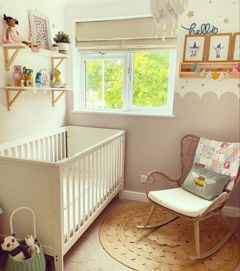 Pink Scallop Wall Nursery, Scalloped Nursery Wall, Pink Scallop Wall, Scallop Wall Nursery, Scallop Nursery, Box Room Nursery Ideas, Box Room Nursery, Pink Girls Nursery, Small Baby Nursery