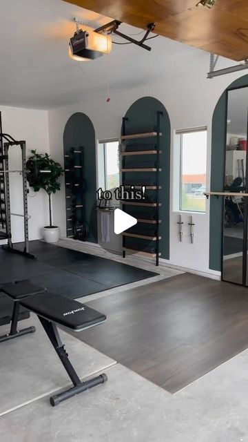 Gym In Garage Ideas, Gym Transformation, Garage Gym Ideas, Garage Transformation, Gym Space, Garage Design Interior, Garage Organization Diy, Garage Makeover, Organization Diy