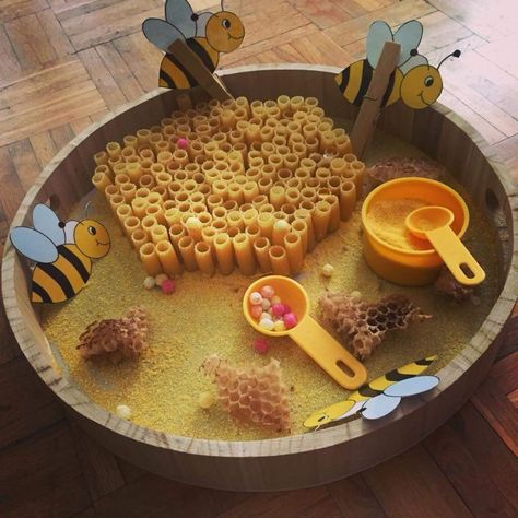 World Bee Day Eyfs, Eyfs Bees Activities, Bee Activities For Preschoolers, Bee Activity For Toddlers, Bee Activities Eyfs, Bee Tuff Tray, Bees Preschool Activities, Bees Eyfs, Bee Activities For Toddlers