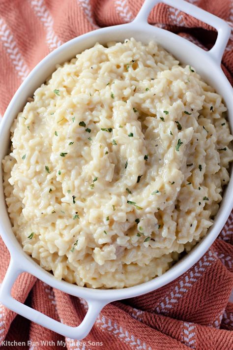 5 Ingredient Souper Rice is a flavorful side dish, perfect to serve with any dinner. Start-to-finish ready in under 15 minutes and made using just one pot, this rice will be your new favorite! #rice #sidedish #easyrecipe Souper Rice, Easy Honey Glazed Carrots, Easy Rice Side Dishes, Rice Recipes Side, Creamed Rice, Cheesy Rice, Honey Glazed Carrots, Crock Pot Potatoes, Creamy Rice