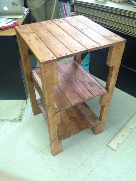 Pallet Nightstand, Pallet Side Table, Shipping Pallet, West Philadelphia, Small Pallet, Diy Pallet Bed, Nightstand With Charging Station, Pallet House, Barn Wood Crafts