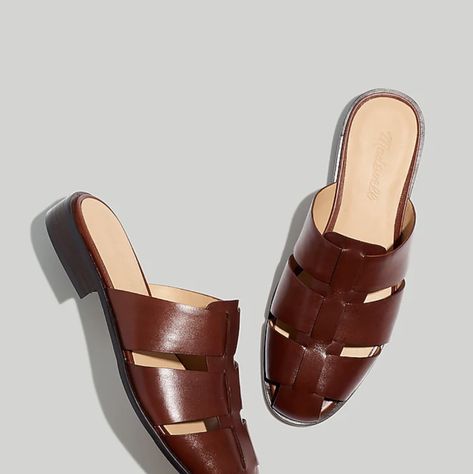 Black Leather Mules, Low Heel Sandals, Madewell Shoes, Leather Slide Sandals, Loafer Mules, Womens Mules, Mule Sandals, Leather Slides, Leather Mules