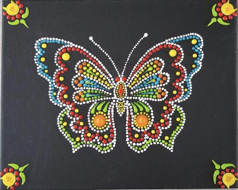 Butterfly Mandala Dot Painting, Dot Art Butterfly, Mandala Animals, Butterfly Art Drawing, Butterfly Project, Butterfly Art Painting, Butterfly Mandala, Glass Painting Designs, Butterfly Canvas