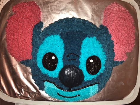 Easy Diy Stitch Cake, Stitch Cake Diy, Diy Stitch Cake, Easy Stitch Cake, Stitch Bday, Lilo And Stitch Cake, Diy Stitch, Stitch Cake, Stitch Birthday